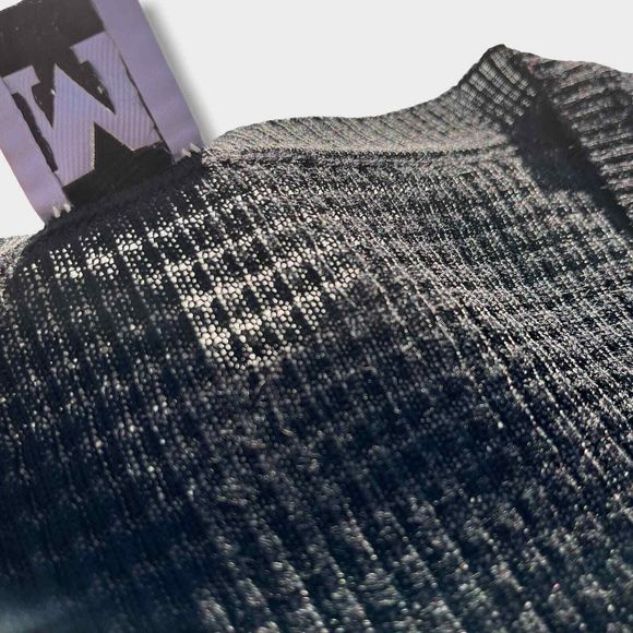 2000s Missoni Merino Wool Knit Dress 40 Black Bell Sleeve Knee Length Witchy Y2K - Picture 5 of 8